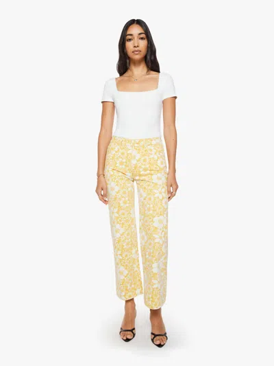 Mother The Mid Rise Rambler Zip Ankle Floral Notes Pants In Yellow