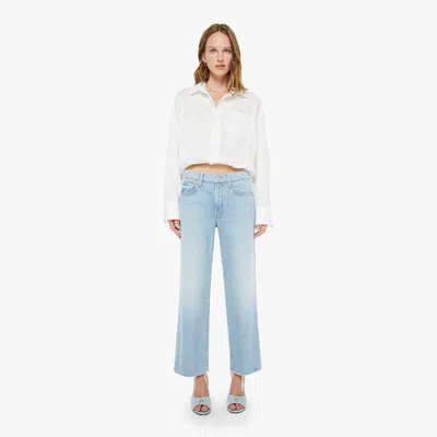 Mother The Mid Rise Rambler Zip Ankle Fray Few & Far Between Jeans In Blue - Size 31