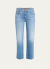 Mother Womens Look Ma No Hands The Rambler Zip Ankle Straight-leg Denim Jeans In Enjoy The Ride