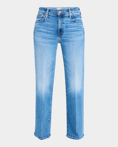 MOTHER THE MID-RISE RAMBLER ZIP ANKLE JEANS