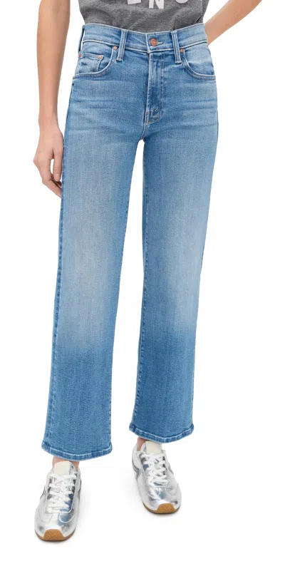Mother The Mid Rise Rambler Zip Ankle Jeans Piece By Piece In Blue