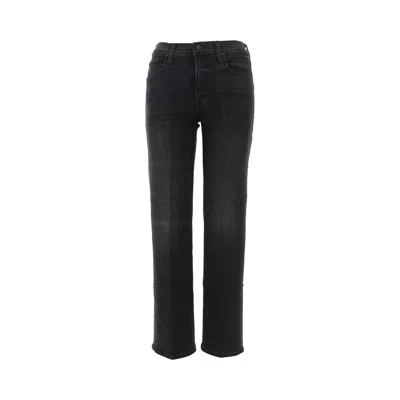 Mother 'the Mid Rise Rambler Zip Flood' Jeans In Black