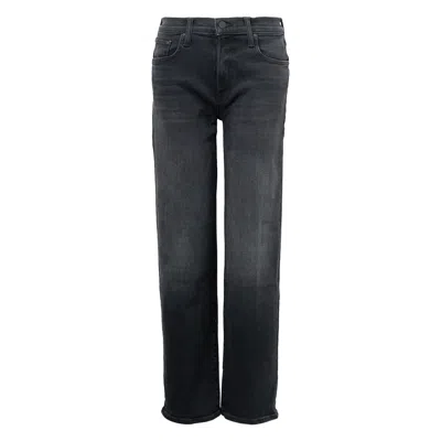 Mother The Mid Rise Rambler Zip Flood Jeans In Black