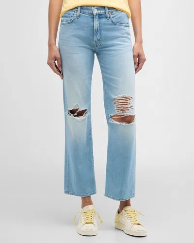 Mother The Mid-rise Rambler Zip Flood Jeans In Ripped Off