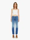 Mother The Mid Rise Dazzler Ankle Fray Riding The Cliffside Jeans In Blue