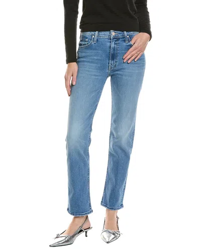 Mother The Mid-rise Rider Hover Swing And A Miss Straight Leg Jean In Blue