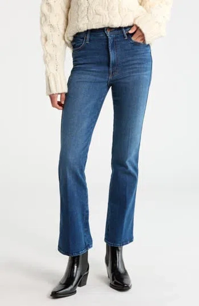 Mother The Mid Rise Smokin Double Flood Flare Jeans In Blue