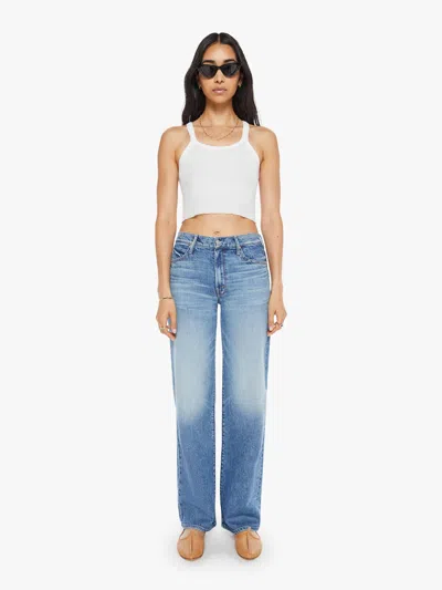 Mother The Dodger Button Sneak Wide Leg Jeans In Blue
