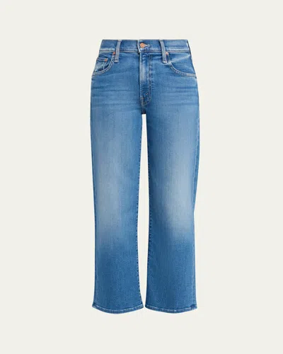 Mother Womens Kissing The Caddy The Rerun Sneak Cotton Denim Jeans In Blue