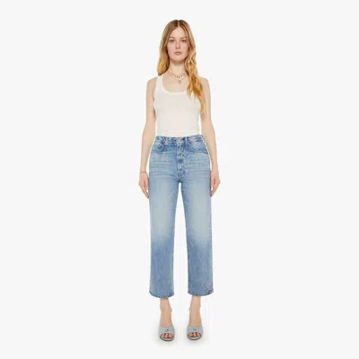 Mother Womens Folk Star The Dodger Flood Wide-leg Denim Jeans In Blue