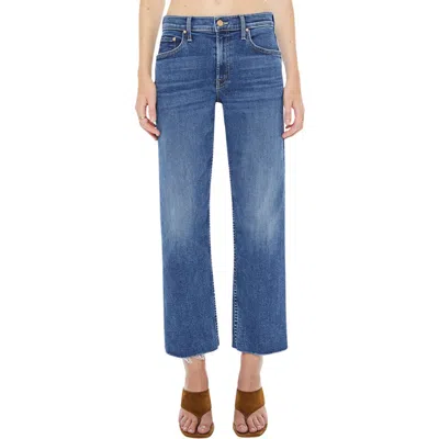 Mother The Newbie High Waist Crop Straight Leg Jeans In Blue