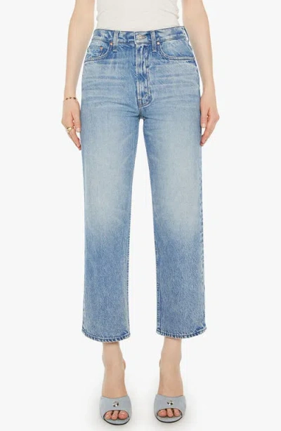 Mother The Newbie High Waist Crop Straight Leg Jeans In Blue