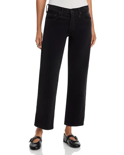 Mother The Newbie Mid Rise Ankle Straight Jeans In Beluga In Black