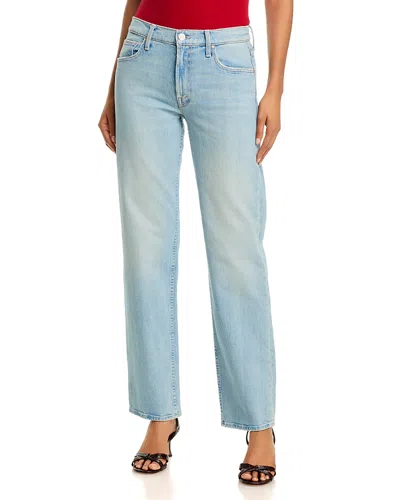 Mother The Newbie Skimp Mid Rise Straight Jeans In Go Long In Blue