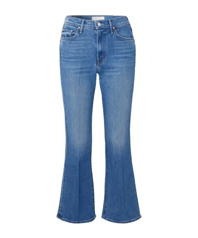 Mother The Outsider Flood Cropped Flared Jeans In Blue