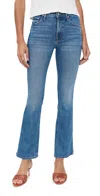 Mother High Waisted Weekender Skimp Jeans In Swing And A Miss In Blue