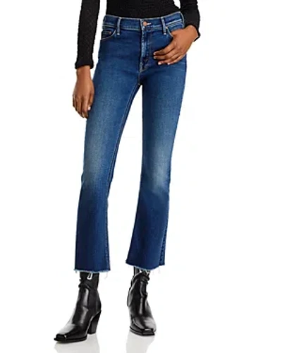 Mother The Outsider High Rise Ankle Fray Flare Jeans In Uncharted