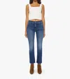 Mother The Outsider Mid Rise Ankle Fray Jeans In Uncharted Waters In Blue