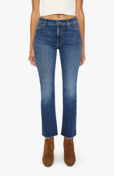 Mother The Outsider Raw Hem Ankle Bootcut Jeans In Uncharted Waters