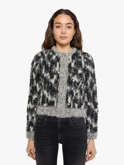 Mother The Padded Crop Cardigan Ivory Heather Grey Shirt In Black - Size X-small