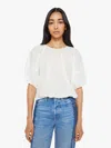 Mother Womens Lets Circle Back The Party In The Back Balloon-short-sleeves Cotton-poplin Top In Multi