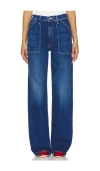 Mother 'the Maven Sneak' Blue Flared Jeans With Mid Rise And Belt Loops In Blue