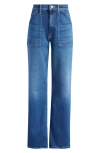 Mother The Patch Maven Heel Wide Leg Jeans In Coastal Colors