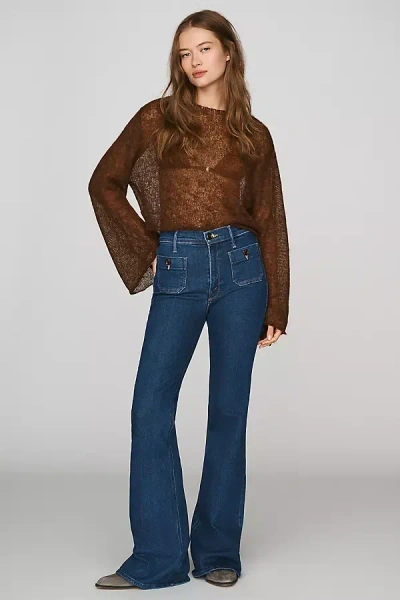 Mother The Patch Pocket Doozy Mid-rise Flare Jeans In Blue