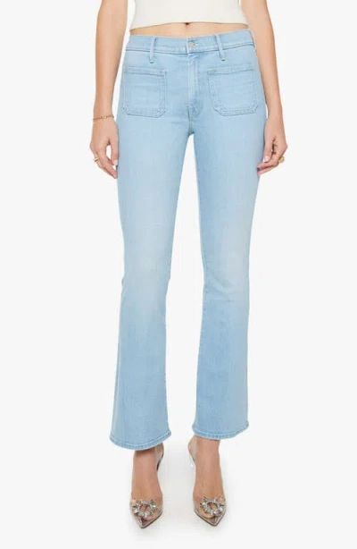 Mother The Patch Pocket Mid Rise Flare Jeans In Blue