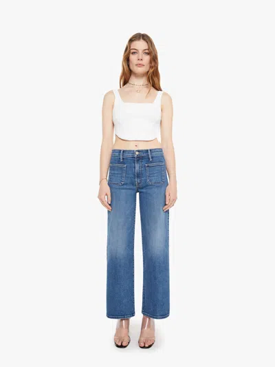 Mother The Patch Pocket Mid Rise Maven Ankle Let's Split Jeans In Blue