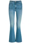 Mother The Patch Pocket Weekender Slim Flared-leg Jeans In Blue