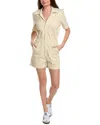 Mother The Patch Springy Linen-blend Romper In Brown