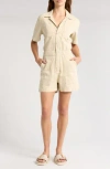Mother The Patch Springy Linen-blend Romper In Mojave Desert