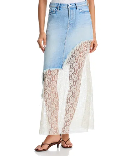 Mother The Peekaboo Maxi Skirt In Blue