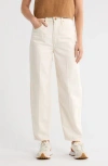 Mother Straight Cotton Blend Trousers With Five Pockets In Brown