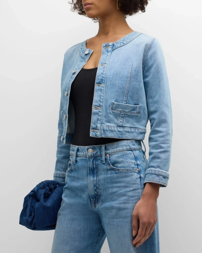 Mother The Picky Cropped Denim Jacket In Blue