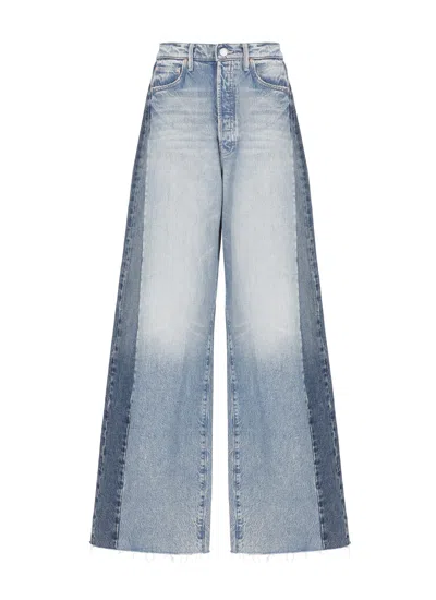 Mother The Pipe Dream Button Sneak Fray Jeans In Blue