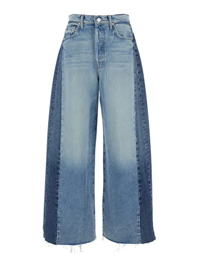 MOTHER BLUE FIVE-POCKET JEANS WITH PATCHWORK DESIGN IN DENIM WOMAN