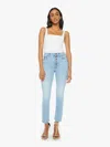 Mother Womens Balls In Your Court The Hustler Ankle Fray Cotton-blend Jeans In Blue