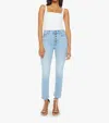 Mother Womens Balls In Your Court The Hustler Ankle Fray Cotton-blend Jeans In Multi