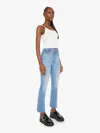 Mother Womens Balls In Your Court The Hustler Ankle Fray Cotton-blend Jeans In Blue