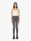 Mother The Pixie Mid Rise Dazzler Ankle Up In Smoke Jeans In Black