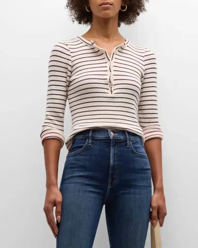 Mother The Pixie Stripe Sweater In White In Gray