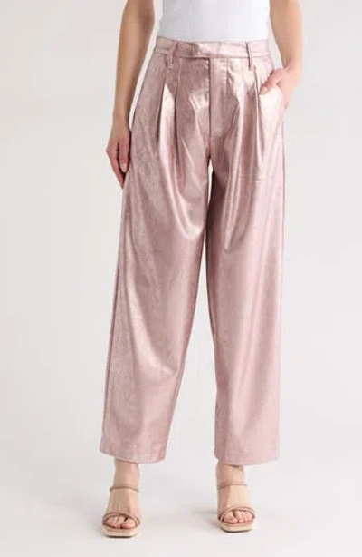 Mother The Pleated Metallic Starlet Pants In Pinky Swear