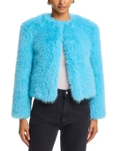 Mother The Polar Opposite Faux Fur Jacket In Blue