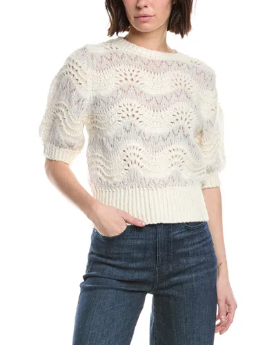 Mother Powder Puff Short Sleeve Sweater In Nouvelle Vague In White