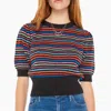 MOTHER THE POWDER PUFF LITE BRIGHT TOP IN NEON RAINBOW STRIPES