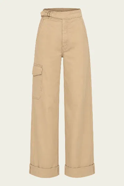 Mother The Prep Tune Up Cargo Sneak Cuff In Khaki In Gold