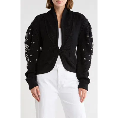 Mother The Puff Sleeve Cardigan In Black