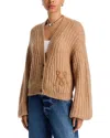 Mother The Puffy Sleeve Varsity Cardigan In Brown